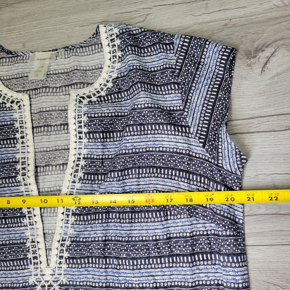 Bleu Rod Beattie Swim Cover-Up Small Blue Striped Fringe Boho Coastal Beachwear - Picture 7 of 9